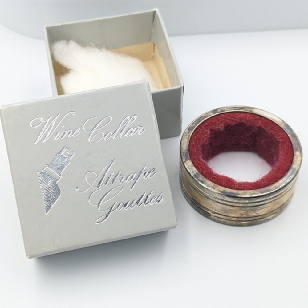 Vintage silver plated brass wine collar from Quebec Canada